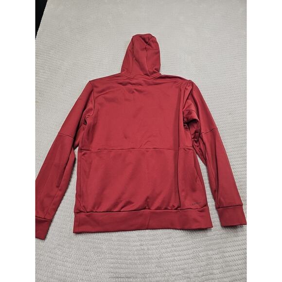 Adidas Sweatshirt Mens Medium Brick Red Hooded Pullover Aeroready Performance - Picture 7 of 8